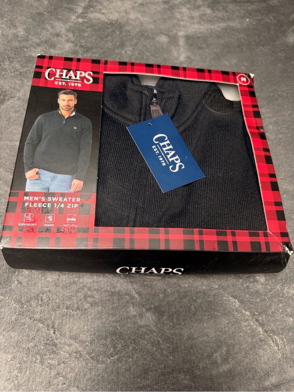Chaps Men’s Black Quarter-Zip Sweater